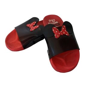 Disney girls Mini Mouse slides size 11/12 red and black sandals with bows